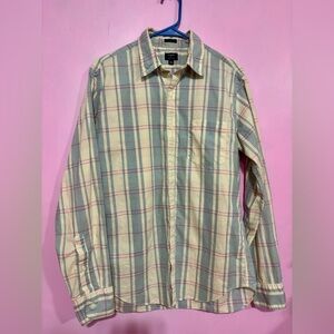 J. Crew Pale Blue and Cream Plaid Button-Down Shirt